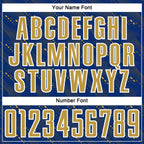 Custom Royal Old Gold-White Slant Lines Sports Sublimation Soccer Uniform Jersey