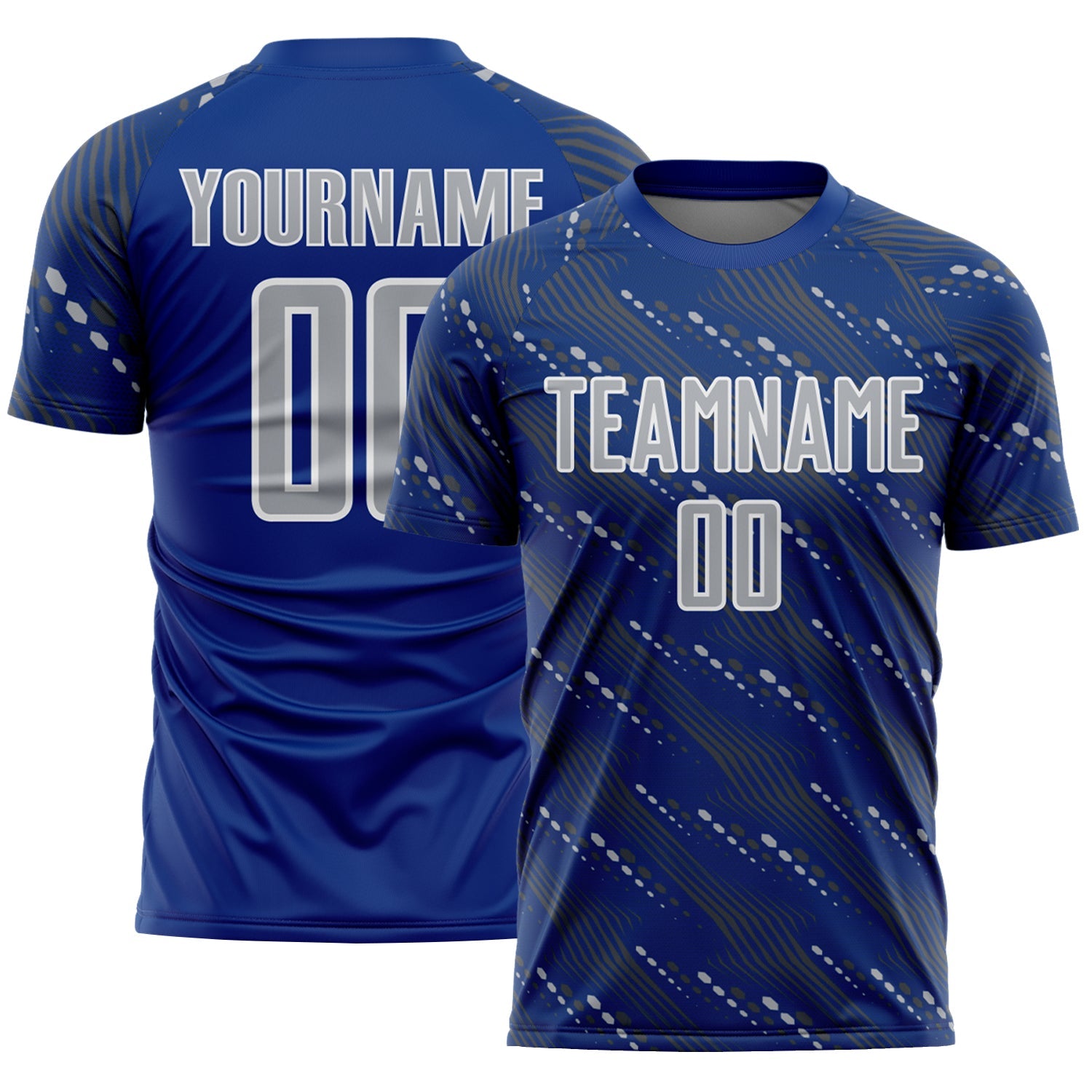Custom Royal Gray-White Slant Lines Sports Sublimation Soccer Uniform Jersey