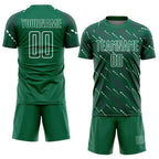 Custom Kelly Green White Slant Lines Sports Sublimation Soccer Uniform Jersey