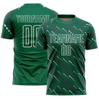 Custom Kelly Green White Slant Lines Sports Sublimation Soccer Uniform Jersey