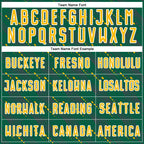 Custom Kelly Green Gold-White Slant Lines Sports Sublimation Soccer Uniform Jersey