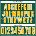 Custom Kelly Green Gold-White Slant Lines Sports Sublimation Soccer Uniform Jersey