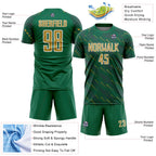 Custom Kelly Green Old Gold-White Slant Lines Sports Sublimation Soccer Uniform Jersey