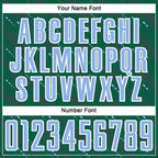 Custom Kelly Green Light Blue-White Slant Lines Sports Sublimation Soccer Uniform Jersey