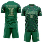 Custom Kelly Green Cream Slant Lines Sports Sublimation Soccer Uniform Jersey