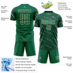 Custom Kelly Green Cream Slant Lines Sports Sublimation Soccer Uniform Jersey