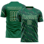 Custom Kelly Green Cream Slant Lines Sports Sublimation Soccer Uniform Jersey