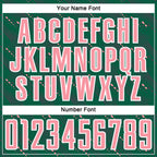 Custom Kelly Green Medium Pink-White Slant Lines Sports Sublimation Soccer Uniform Jersey