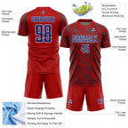 Custom Red Royal-White Slant Lines Sports Sublimation Soccer Uniform Jersey