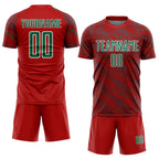 Custom Red Kelly Green-White Slant Lines Sports Sublimation Soccer Uniform Jersey