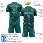 Custom Teal White Slant Lines Sports Sublimation Soccer Uniform Jersey