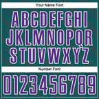 Custom Teal Purple-White Slant Lines Sports Sublimation Soccer Uniform Jersey