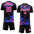 Custom Black Pink Royal-White Fluid Art Splash Sublimation Soccer Uniform Jersey