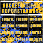 Custom Black Gold Royal-White Fluid Art Splash Sublimation Soccer Uniform Jersey