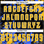 Custom Black Gold Royal-White Fluid Art Splash Sublimation Soccer Uniform Jersey