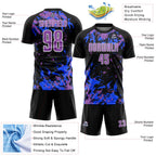 Custom Black Medium Purple Royal-White Fluid Art Splash Sublimation Soccer Uniform Jersey