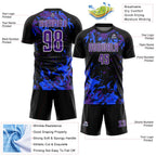 Custom Black Purple Royal-White Fluid Art Splash Sublimation Soccer Uniform Jersey