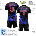 Custom Black Crimson Royal-White Fluid Art Splash Sublimation Soccer Uniform Jersey
