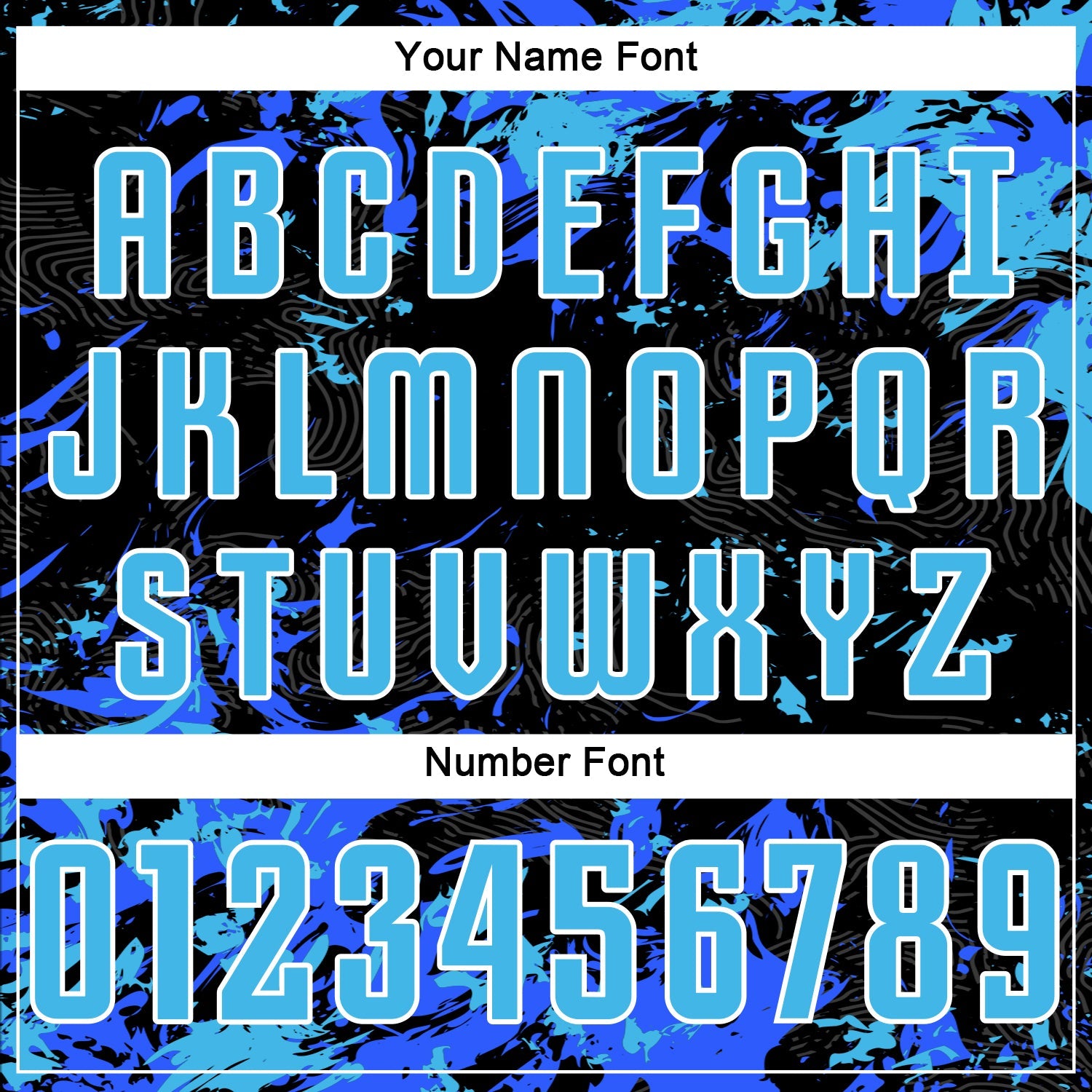 Custom Black Sky Blue Royal-White Fluid Art Splash Sublimation Soccer Uniform Jersey