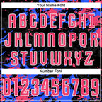 Custom Black Neon Pink Royal-White Fluid Art Splash Sublimation Soccer Uniform Jersey