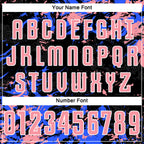 Custom Black Medium Pink Royal-White Fluid Art Splash Sublimation Soccer Uniform Jersey