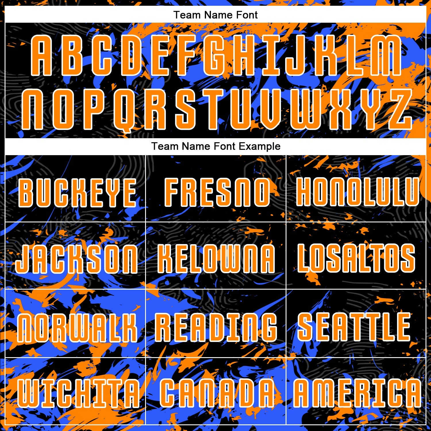 Custom Black Bay Orange Royal-White Fluid Art Splash Sublimation Soccer Uniform Jersey