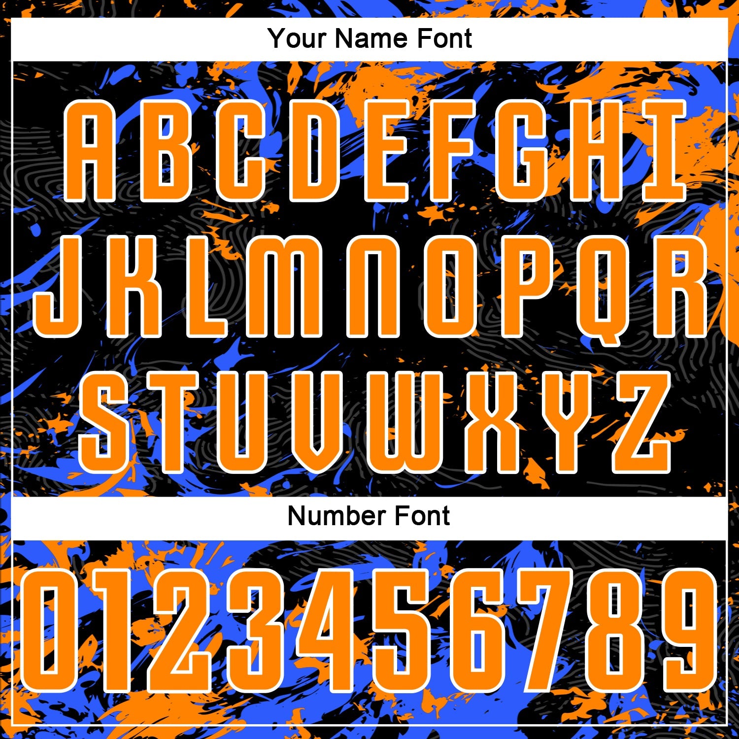 Custom Black Bay Orange Royal-White Fluid Art Splash Sublimation Soccer Uniform Jersey