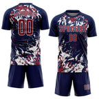 Custom Navy Crimson-White Fluid Art Splash Sublimation Soccer Uniform Jersey