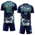 Custom Navy Teal-White Fluid Art Splash Sublimation Soccer Uniform Jersey