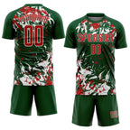 Custom Green Red-White Fluid Art Splash Sublimation Soccer Uniform Jersey