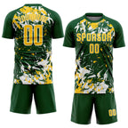 Custom Green Yellow-White Fluid Art Splash Sublimation Soccer Uniform Jersey