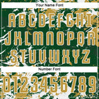 Custom Green Old Gold-White Fluid Art Splash Sublimation Soccer Uniform Jersey