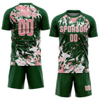 Custom Green Medium Pink-White Fluid Art Splash Sublimation Soccer Uniform Jersey