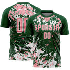 Custom Green Medium Pink-White Fluid Art Splash Sublimation Soccer Uniform Jersey