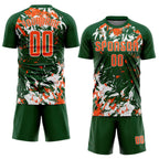 Custom Green Orange-White Fluid Art Splash Sublimation Soccer Uniform Jersey