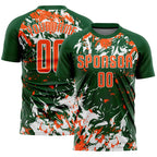 Custom Green Orange-White Fluid Art Splash Sublimation Soccer Uniform Jersey