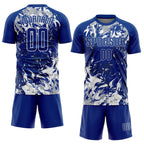 Custom Royal Gray-White Fluid Art Splash Sublimation Soccer Uniform Jersey