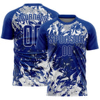 Custom Royal Gray-White Fluid Art Splash Sublimation Soccer Uniform Jersey