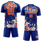 Custom Royal Orange-White Fluid Art Splash Sublimation Soccer Uniform Jersey