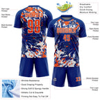 Custom Royal Orange-White Fluid Art Splash Sublimation Soccer Uniform Jersey
