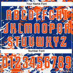 Custom Royal Orange-White Fluid Art Splash Sublimation Soccer Uniform Jersey