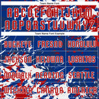 Custom Royal Red-White Fluid Art Splash Sublimation Soccer Uniform Jersey