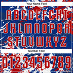 Custom Royal Red-White Fluid Art Splash Sublimation Soccer Uniform Jersey