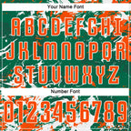 Custom Kelly Green Orange-White Fluid Art Splash Sublimation Soccer Uniform Jersey