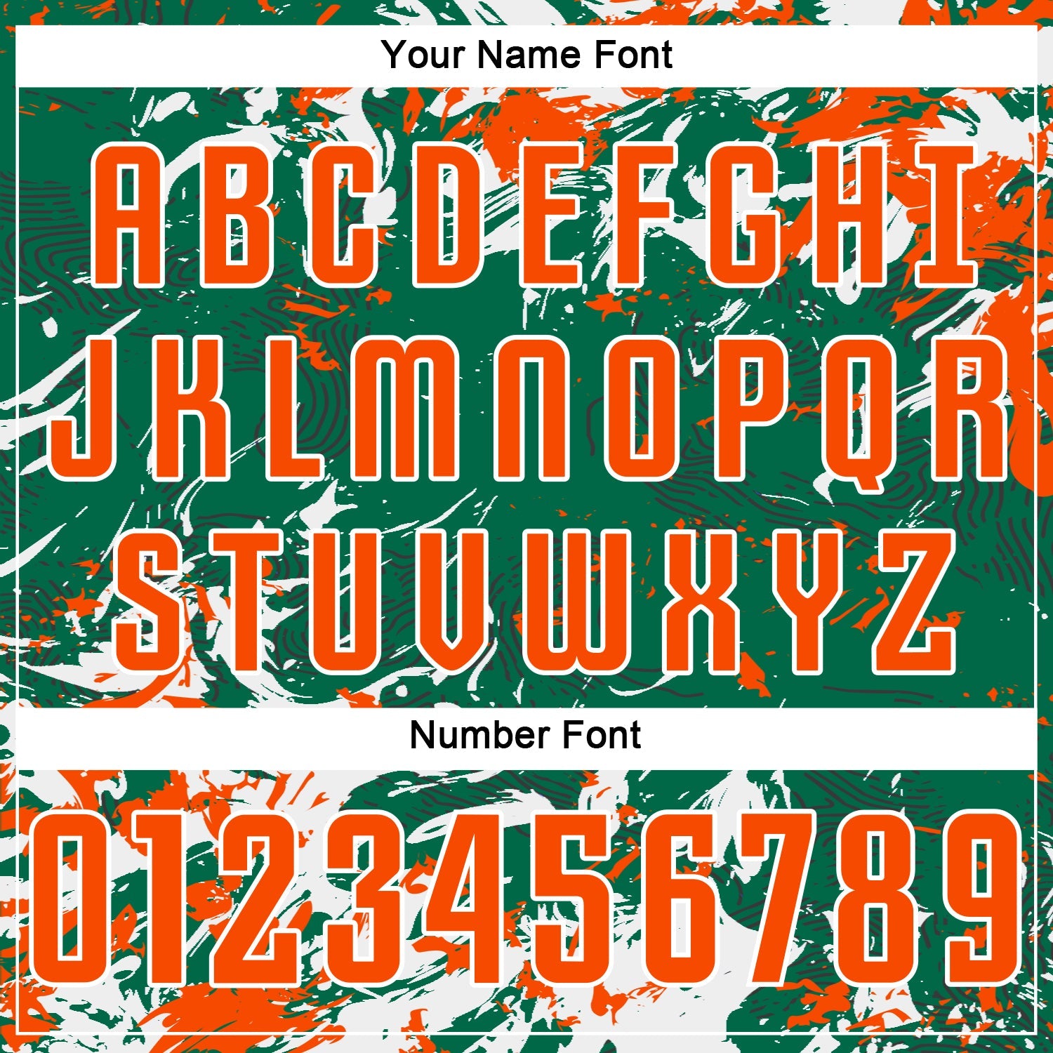 Custom Kelly Green Orange-White Fluid Art Splash Sublimation Soccer Uniform Jersey