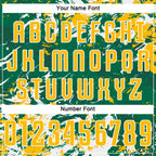 Custom Kelly Green Gold-White Fluid Art Splash Sublimation Soccer Uniform Jersey