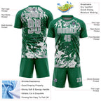 Custom Kelly Green Gray-White Fluid Art Splash Sublimation Soccer Uniform Jersey