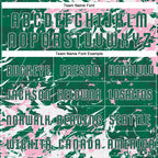 Custom Kelly Green Light Pink-White Fluid Art Splash Sublimation Soccer Uniform Jersey