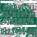 Custom Kelly Green Light Pink-White Fluid Art Splash Sublimation Soccer Uniform Jersey