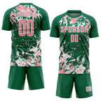 Custom Kelly Green Medium Pink-White Fluid Art Splash Sublimation Soccer Uniform Jersey